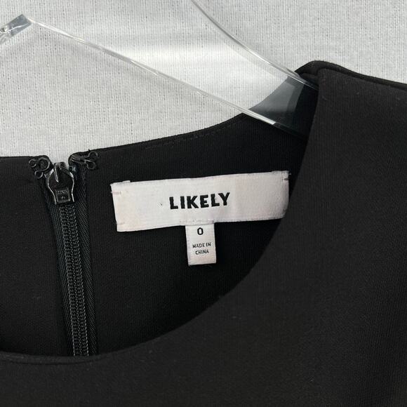 LIKELY Manhattan Mini Sheath Dress Womens 0 Black Crew Neck Short Sleeve Stretch - Picture 10 of 16